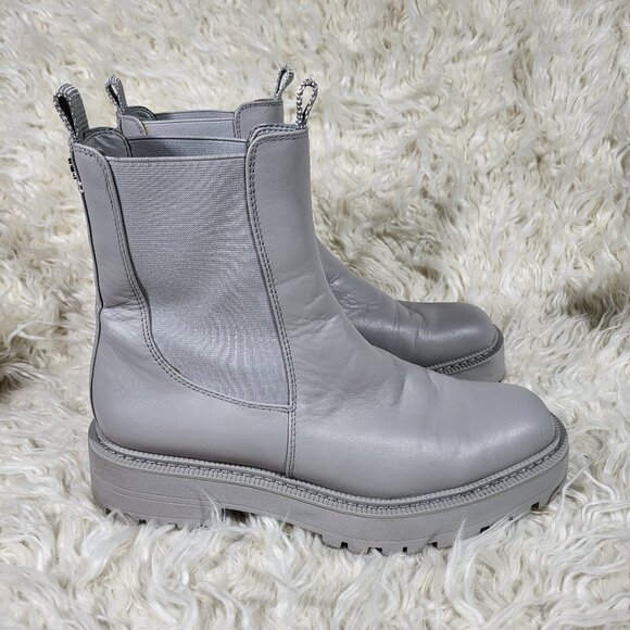 Sam Edelman Women's Laguna Chelsea Pebble Grey Leather Ankle Boot 9.5M - Picture 3 of 11